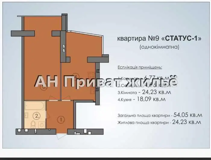 У продажу однокімнатна квартира | Приват житло