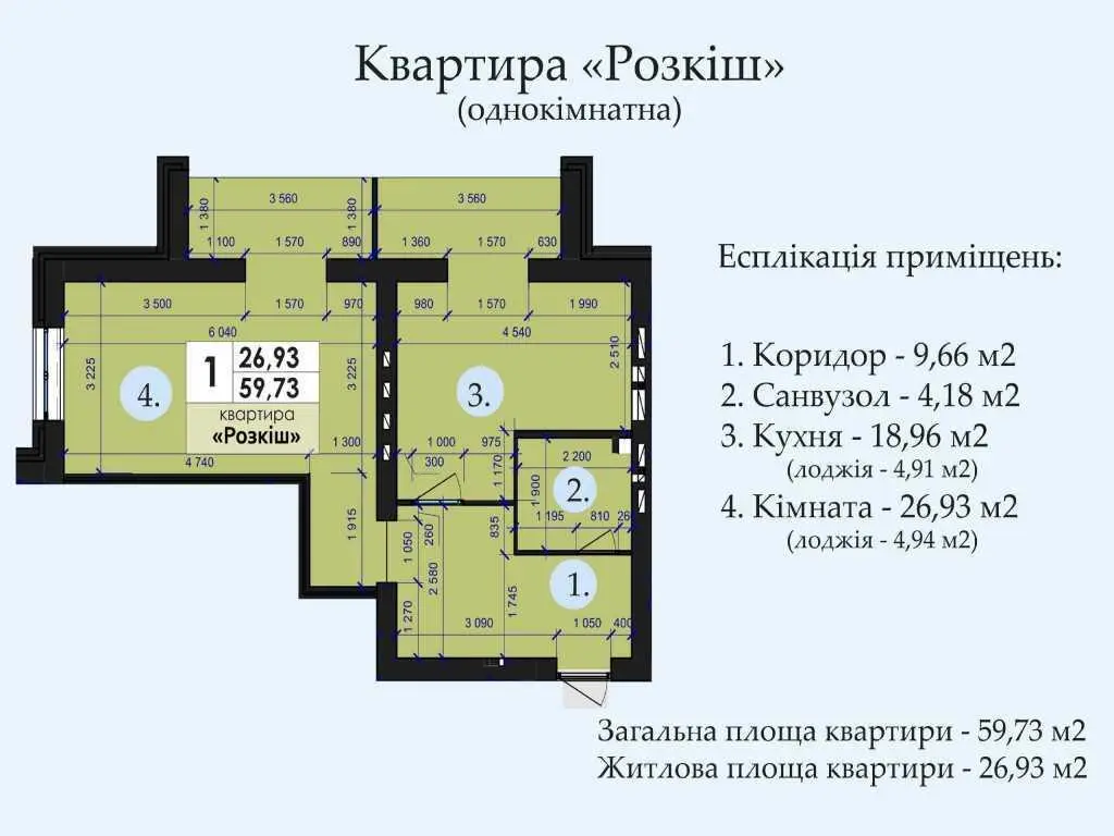 Однокімнатна квартира 