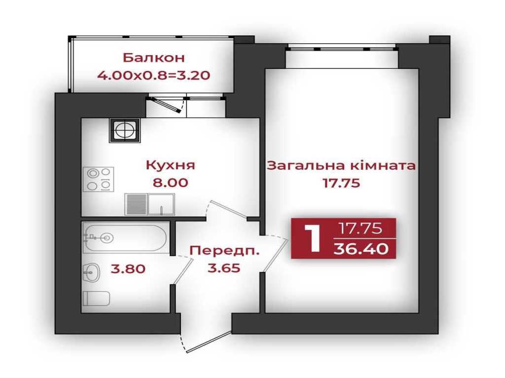 Однокімнатна квартира в ЖК 