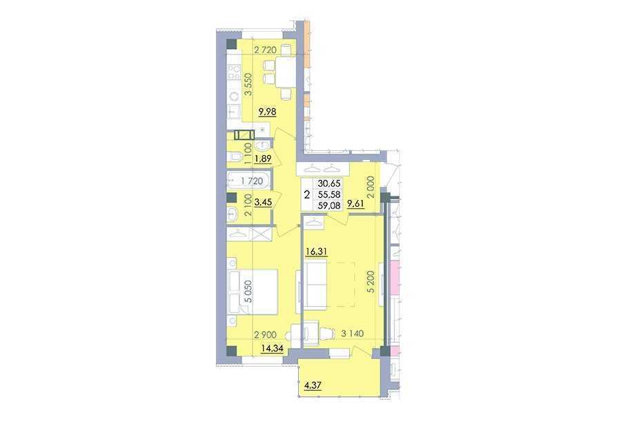 Двокімнатна квартира в чудовому ЖК 