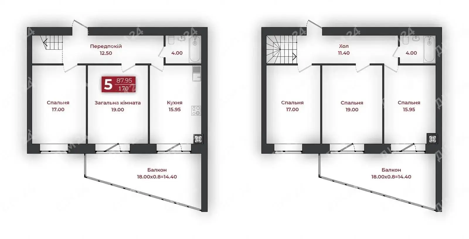 Дворівнева квартира, яка має характер
 | Приват житло