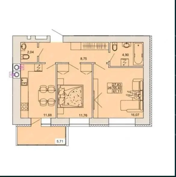 Двокімнатна в ЖК на Сінній | Приват житло