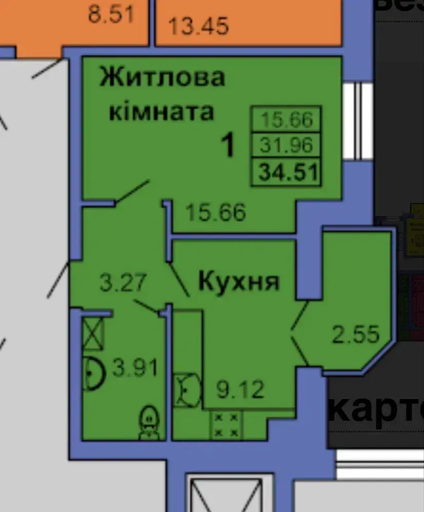 Продаж 1-кімнатної квартири в новому цегляному будинку по вул. Героїв України | Приват житло