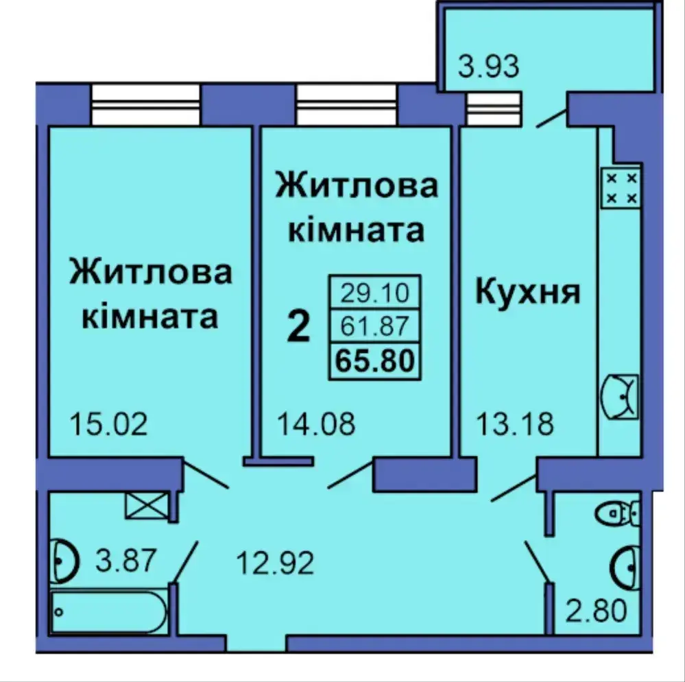 Простора 2-кімнатна квартира в новобудові біля ТРЦ «Київ»! | Приват житло